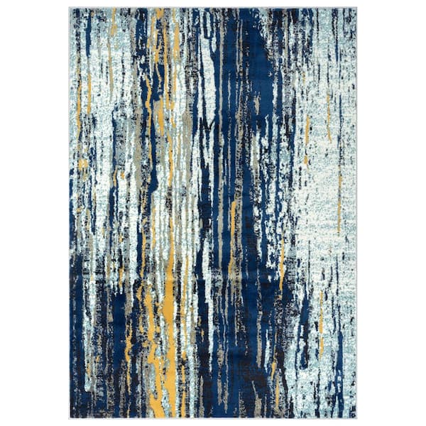 Abani Laguna Blue 5 ft. 3 in. x 7 ft. 6 in. Abstract Polypropylene Area Rug