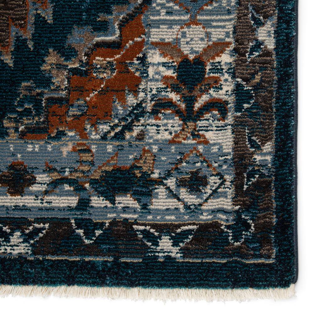 Lia Vintage Medallion 7'10"x11'1" Area Rug in Blue and Rust
