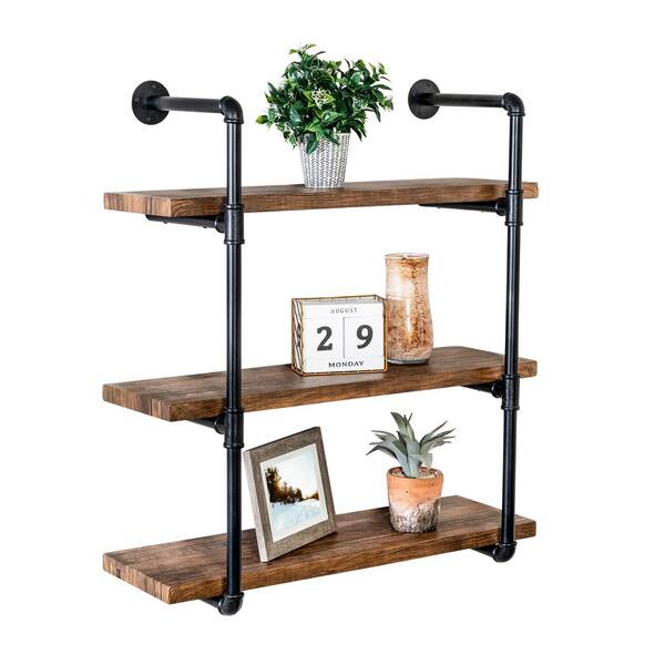 3 Tier Metal and Wood Wall Shelf – Decocrated