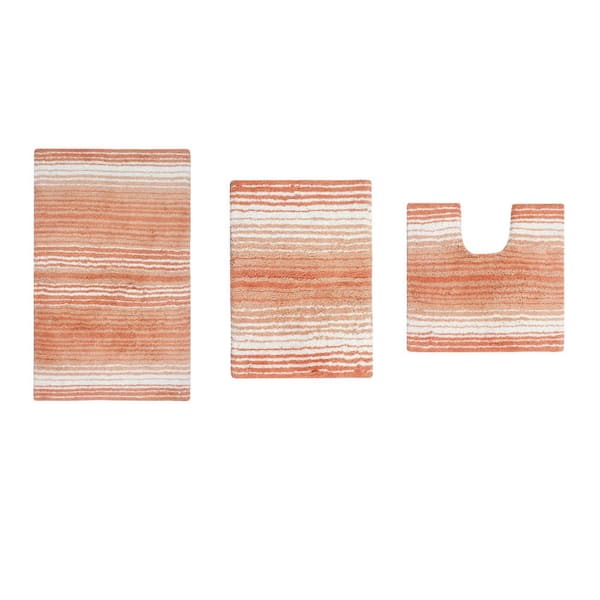 100% Cotton Gradiation Collection Machine Washable 3-Pcs Set with Contour, Coral