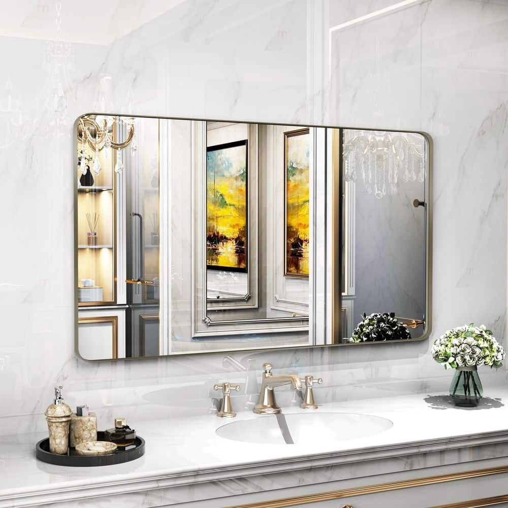 48 in. W x 40 in. H Premium Aluminum Framed Rectangular Bathroom Vanity Wall Mirror in Bronze price history on PriceWatchPro