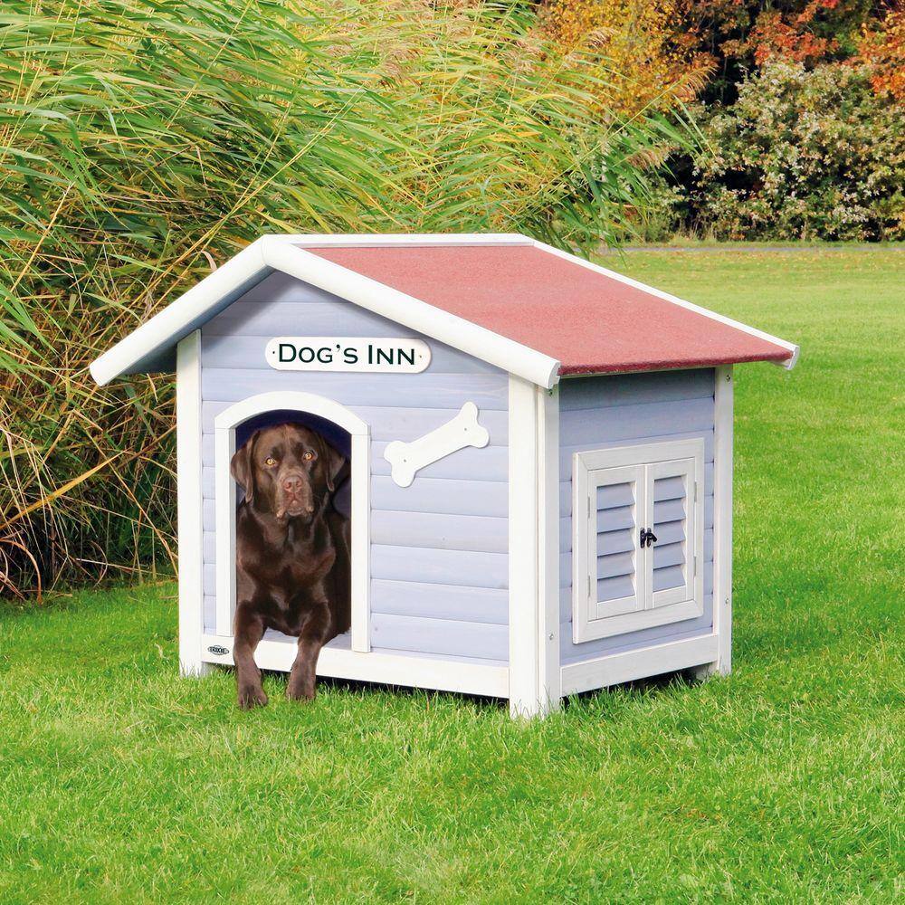 Medium Blue Wooden Dog House with Raised Floor