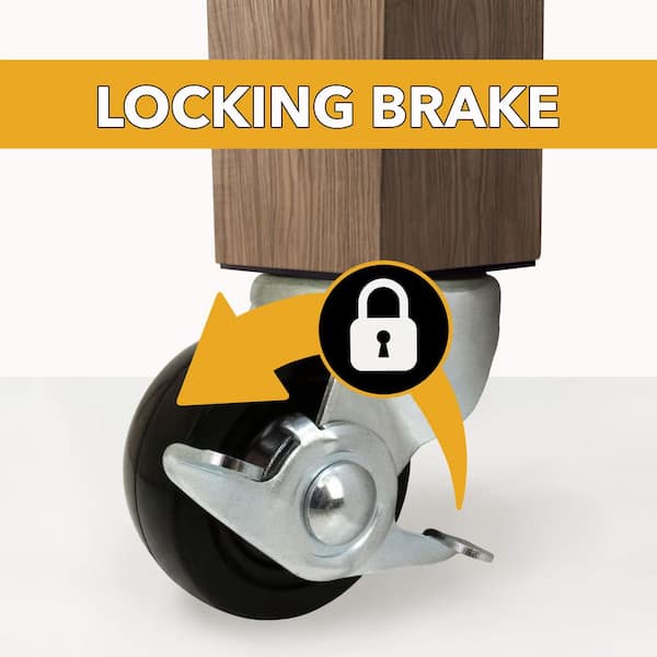 Everbilt Black Soft Rubber and Steel Swivel Plate Caster with Locking  Brake and 90 Load Rating 49509