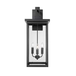 Barkeley 4 Light 12 in. Powder Coated Black Outdoor with Clear Glass