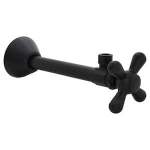 1/2 in. Copper Sweat x 3/8 in. O. D. Compressor Cross Handle Angle Stop, Matte Black