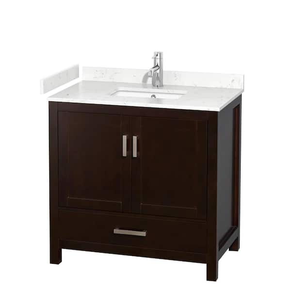 Wyndham Collection Sheffield 36 in. W x 22 in. D x 35 in. H Single Bath Vanity in Espresso with Carrara Cultured Marble Top