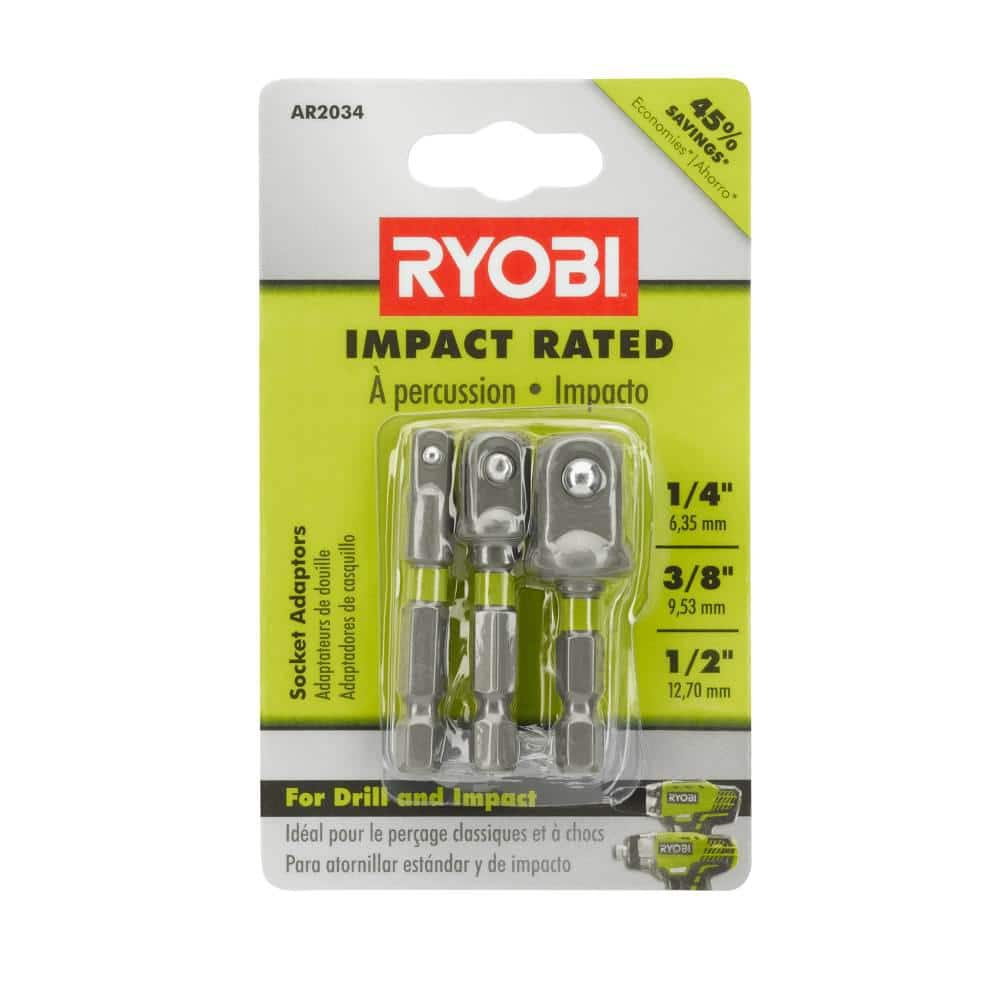 RYOBI Impact Rated Socket Adaptor Set 3 Piece AR2034 The Home