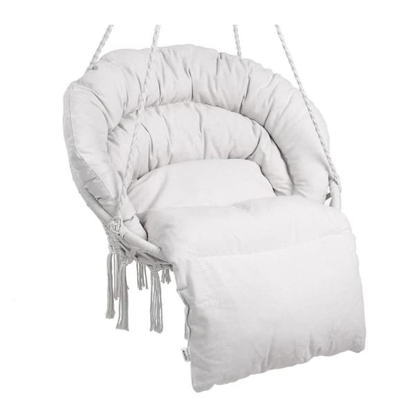 4 ft. Free Standing Hanging Rope Swing Chair Hammock with Stand in Beige