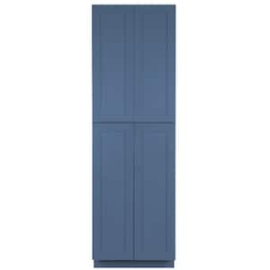 Lancaster Blue Plywood Shaker Stock Assembled Tall Pantry Kitchen Cabinet 30 in. W x 84 in. D H x 27 in. D