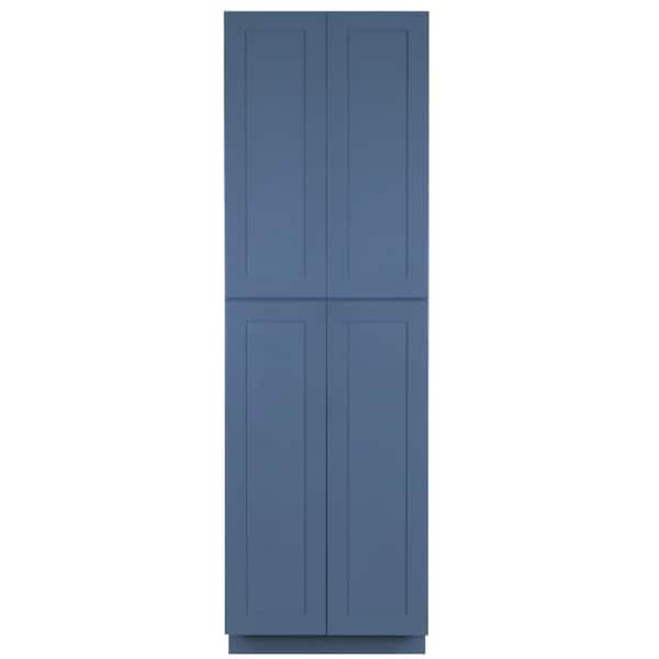 Lancaster Blue Plywood Shaker Stock Assembled Tall Pantry Kitchen Cabinet 30 in. W x 84 in. D H x 27 in. D