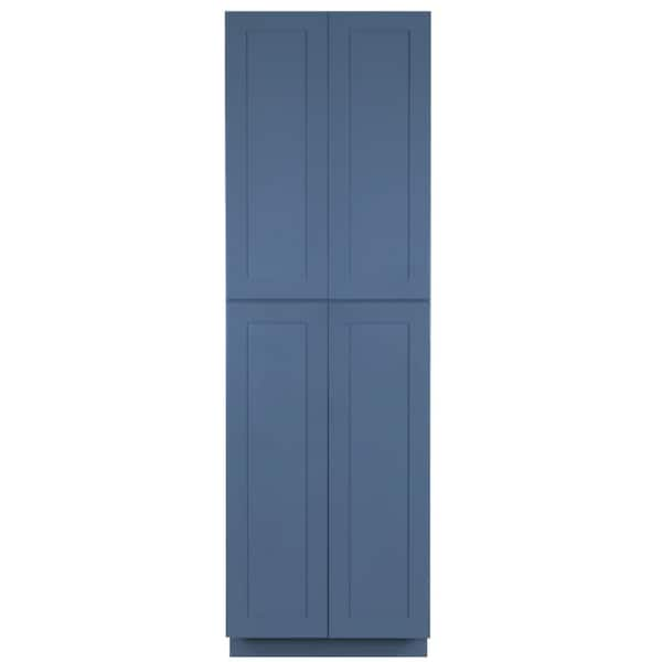 Lancaster Blue Plywood Shaker Stock Assembled Tall Pantry Kitchen Cabinet 30 in. W x 96 in. D H x 27 in. D