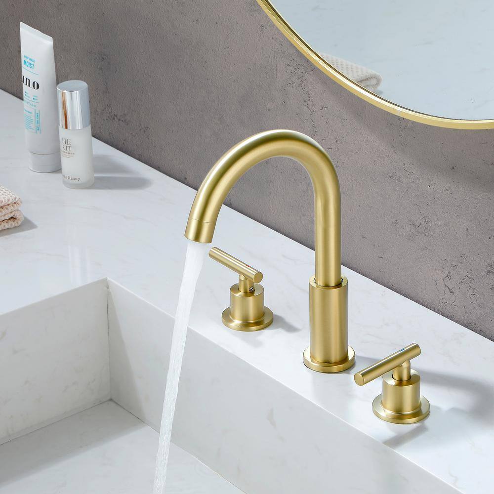 Brushed Gold 8 in. Widespread Double-Handle Bathroom Faucet