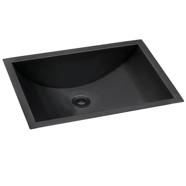 Ariaso 20 in. x 14 in. Undermount Bathroom Sink in 16-Gauge Gunmetal Black Stainless Steel With Drain