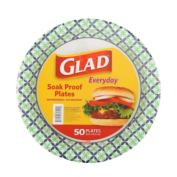 Glad Happy Daisies Assorted Round Paper Plates 10 in. Cooking Accessory (50-Count) (2-Pack)