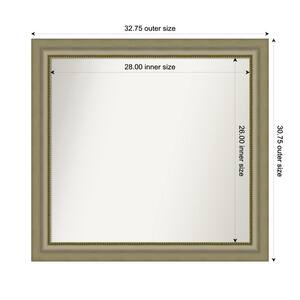 Vegas Silver 32.75 in. x 30.75 in. Custom Non-Beveled Wood Framed Bathroom Vanity Wall Mirror