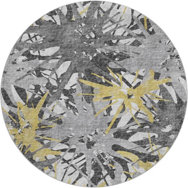 Dream Shag Premium Machine Washable Abstract ADS77 Gilded 8 ft. x 8 ft. Round Rug