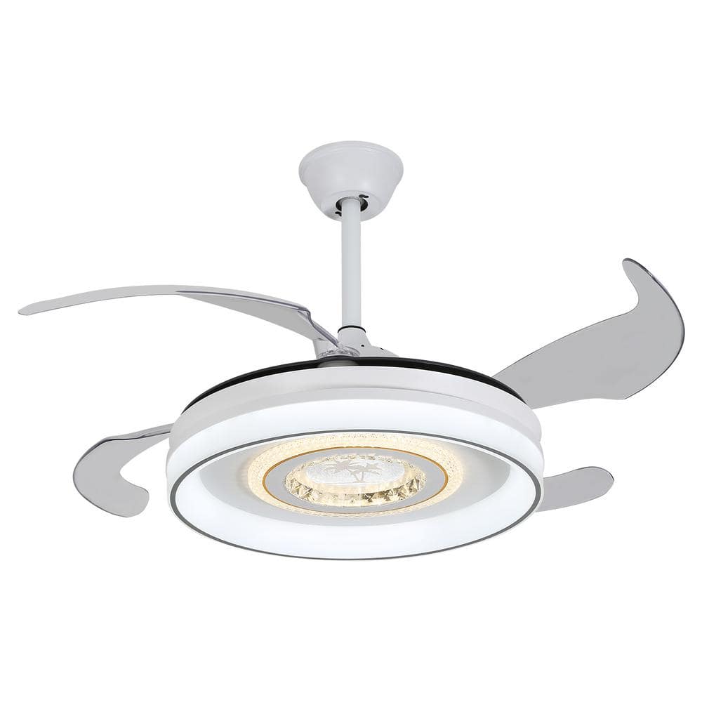 Indoor White Modern Retractable 42.13 in. Fandelier Ceiling Fan with 3-Color Integrated LED, Reversible Motor and Remote price history on PriceWatchPro