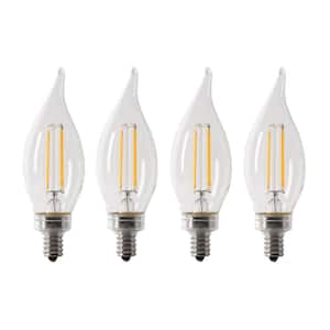 40-Watt Equivalent BA10 E12 Candelabra Dimmable Filament CEC Clear Chandelier LED Light Bulb Daylight 5000K (4-Pack)