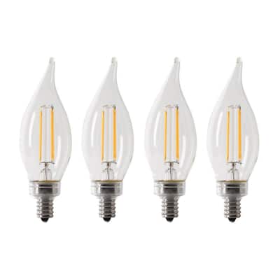 40-Watt Equivalent CA10 Candelabra Dimmable Filament CEC Clear Chandelier E12 LED Light Bulb, Daylight 5000K (4-Pack)