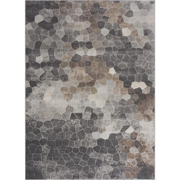 2 ft. x 5 ft. Gray And Beige Geometric Area Rug