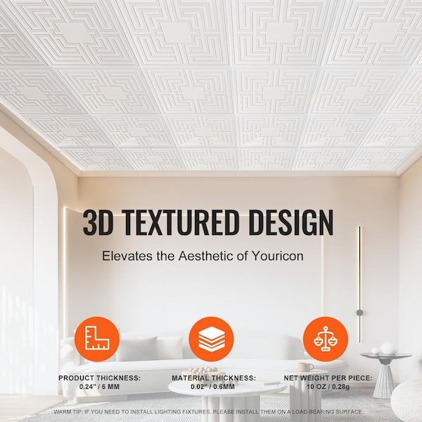 VEVOR Ceiling Tiles, 12-Pack 24 in. x 24 in., Drop Ceiling Tiles 