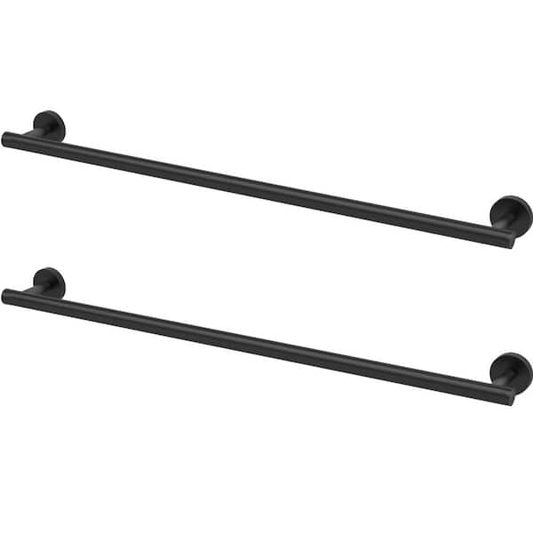 30 in. Wall Mounted Towel Bar in Stainless Steel Matte Black-2 Pack