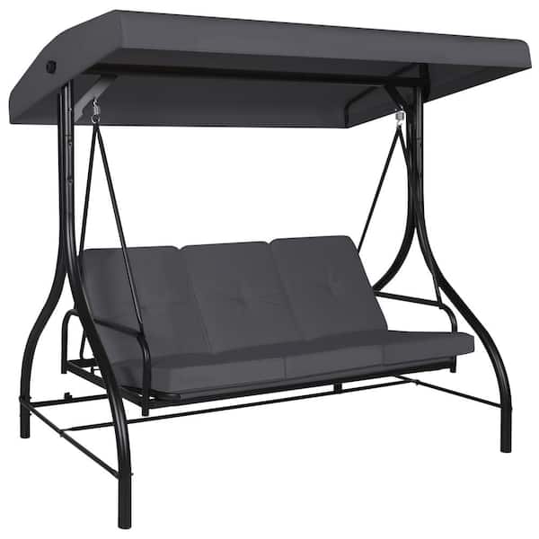VEIKOUS Outdoor Patio Swing Egg Swing with Cushions in Gray