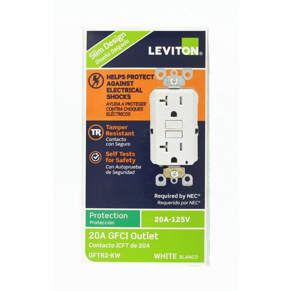 - New Leviton 20 Amp 125-Volt Duplex Self-Test Slim GFCI Outlet 4-Pack White 