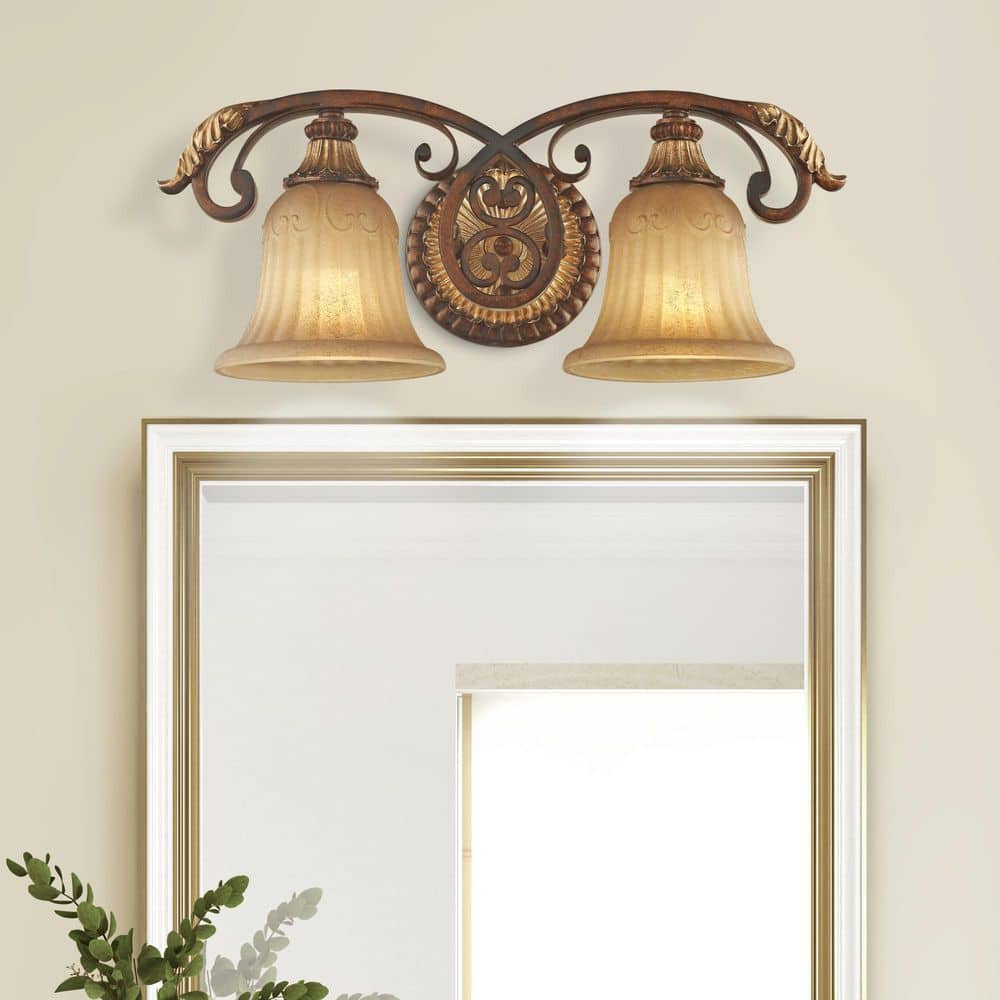 Chaumont 2 Light Verona Bronze with Aged Gold Leaf Accents Bath Vanity price history on PriceWatchPro