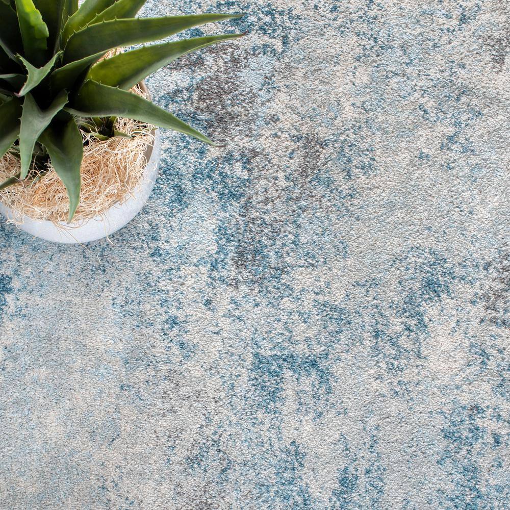 Boho-Chic Blue Square Easy-Care Synthetic Area Rug