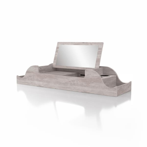 Islet Coastal White Wall Mounted Particle Board MakeUp Vanity with Flip-Top Mirror 47.24 in.