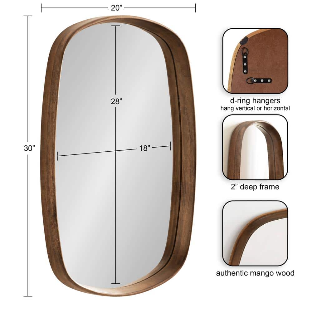 Walnut Brown Mango Wood Rectangular Vanity Mirror