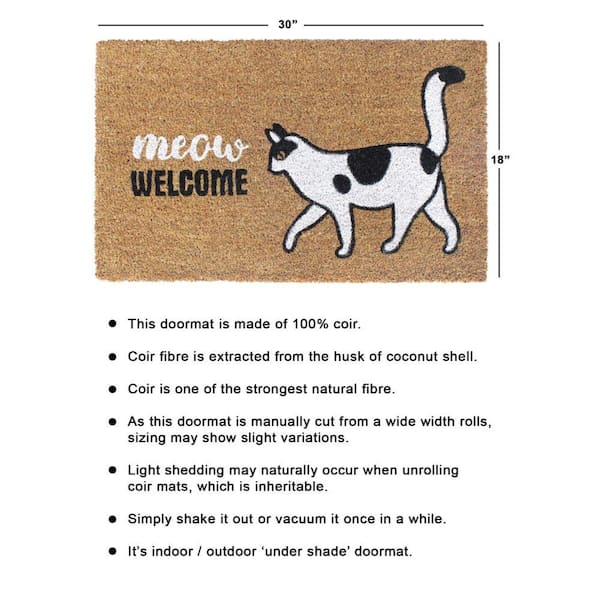White Meow Welcome 18 in. x 30 in. Doormat