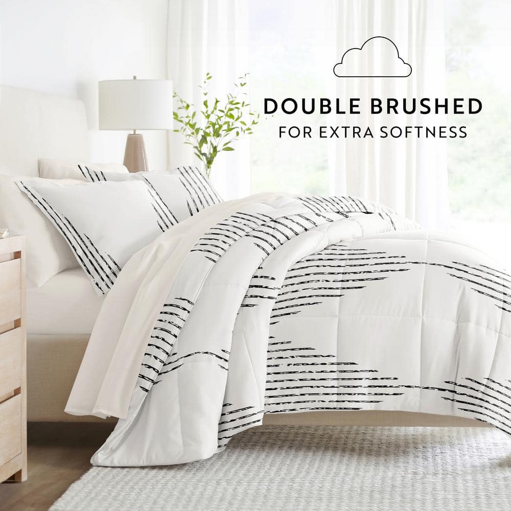 Twin Gray and White Microfiber Diamond Stripe Bedding Set
