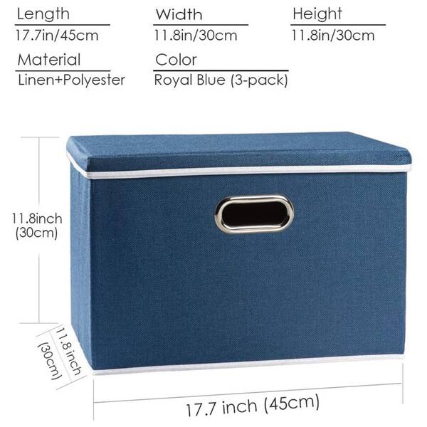 35 Qt. Fabric Storage Bin with Lid in Ivory (3-pack)