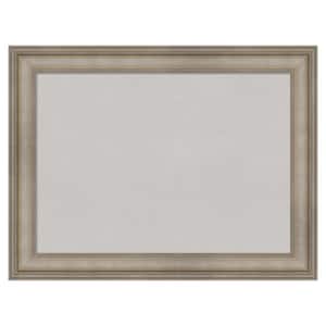 Mezzanine Antique Silver Narrow Wood Framed Grey Corkboard 33 in. x 25 in. Bulletin Board Memo Board