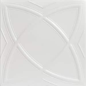 Elliptic Illusion 1.6 ft. x 1.6 ft. Glue Up Foam Ceiling Tile in Dove White