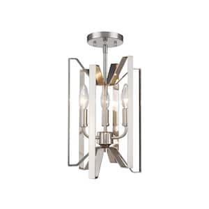 Marsala 9 in. 3-Light Brushed Nickel Semi Flush Mount Light with No Bulbs Included