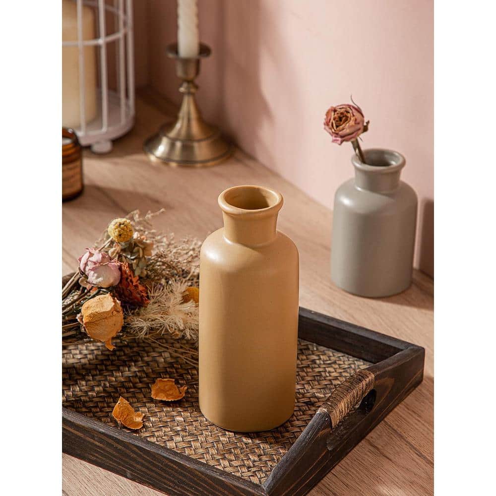 Set of 3 Multicolor Ceramic Decorative Table Vases
