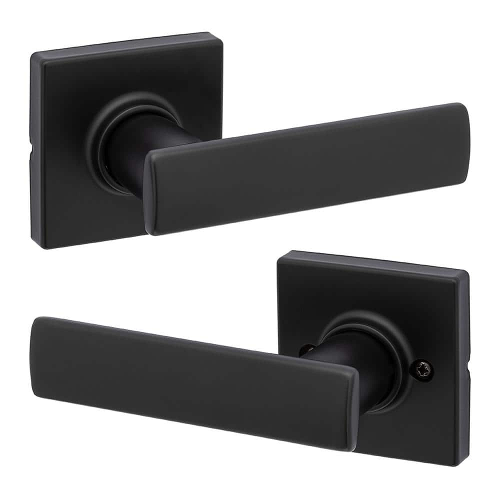 Kwikset Breton Square Matte Black Hall/Closet Door Lever Featuring ...