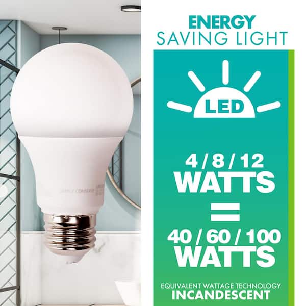 40/60/100-Watt Equivalent A19 3-Way LED Light Bulb, 2700K Soft White, 12-pack
