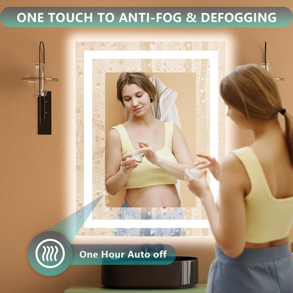 110 in. W x 48 in. H Rectangular Frameless Front & Back Lighted Anti-Fog Wall Bathroom Vanity Mirror, Tempered Glass,ETL