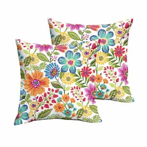 Multi Floral Outdoor Knife Edge Throw Pillows (2-Pack)