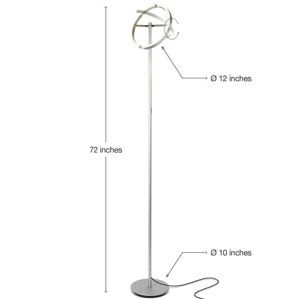 Halo Split Adjustable 72" Silver LED Torchiere Floor Lamp for Kids