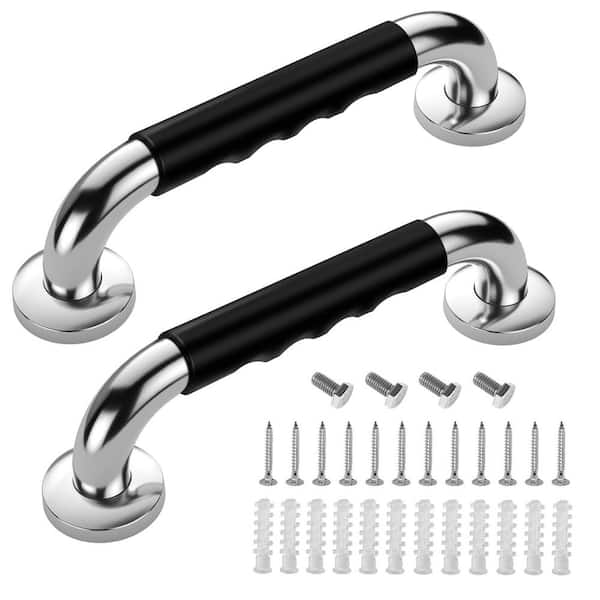 Numhew 12 in. Anti Slip Handicap Grab Bar in Silver for Shower, Safety Bath Rail, Shower Handle for Elderly (2-Pack)