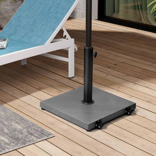 45 lbs. Cement Concrete Weighted Outdoor Patio Umbrella Base with Wheels in Gray