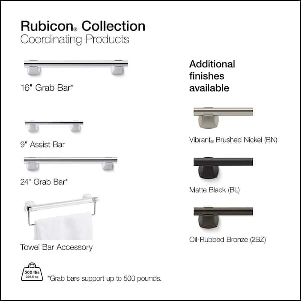 KOHLER Rubicon 16 in. Grab Bar in Vibrant Brushed Nickel