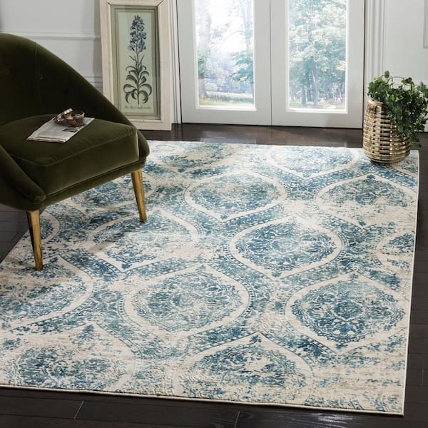 Princeton 3 ft. x 4 ft. Blue/Beige Floral Area Rug