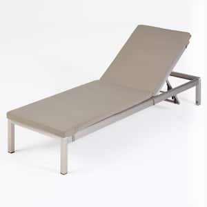 Cape Coral Silver 1-Piece Aluminum Outdoor Chaise Lounge with Khaki Cushions