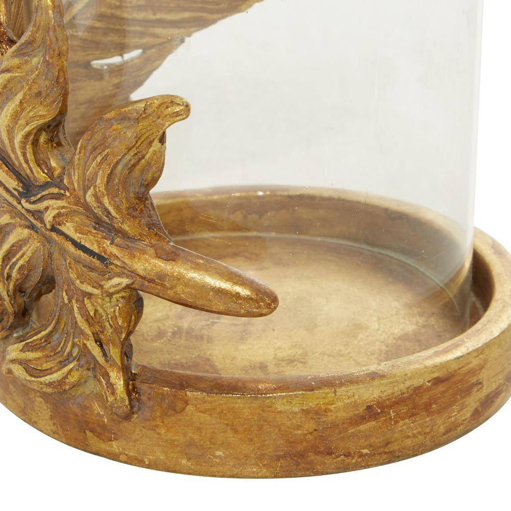 Elegant Winter Gold Glass Tabletop Hurricane Candle Lantern